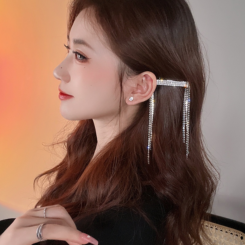 U-shaped full of diamond tassel Jepit Rambut Aksesoris Rambut Pesta Korea