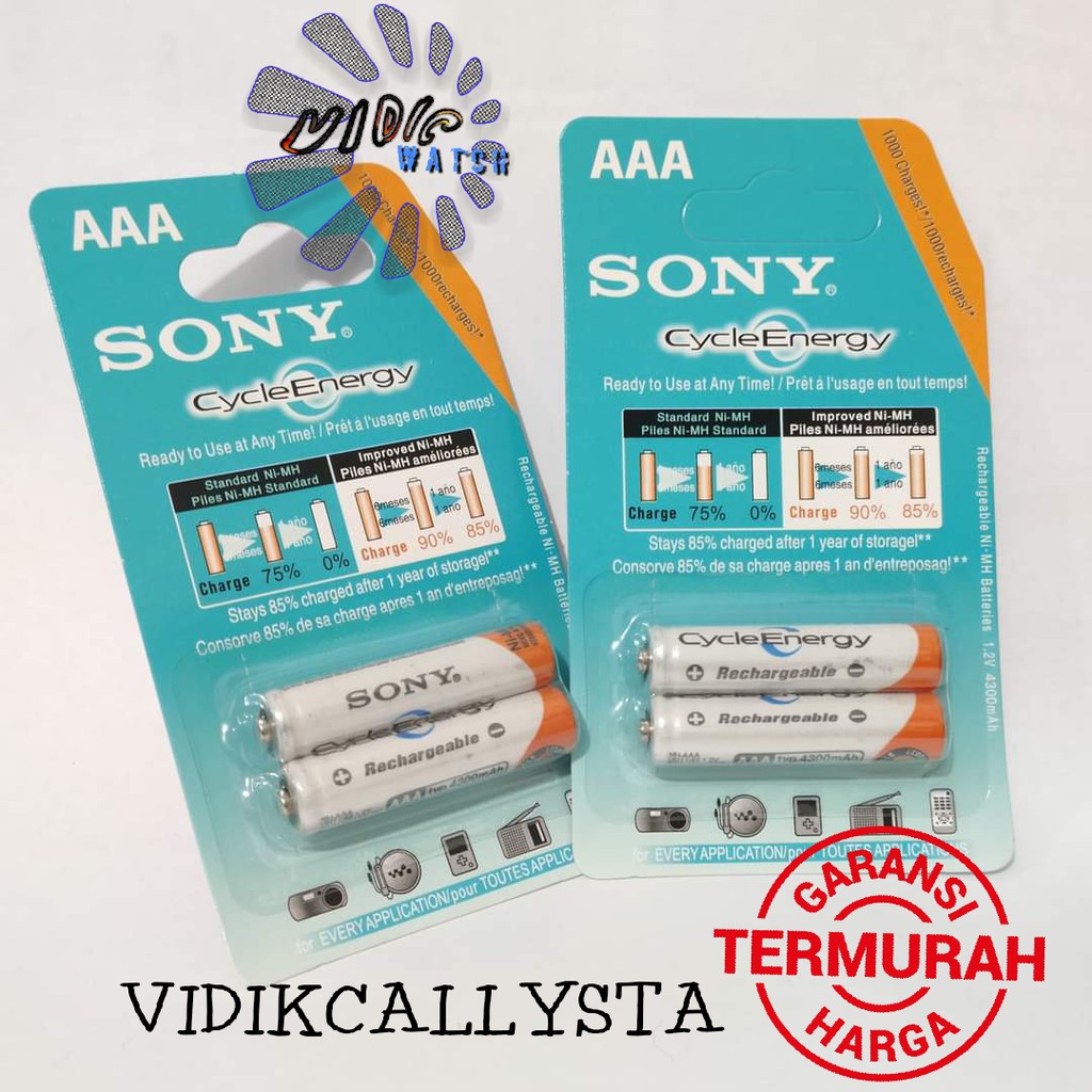 ORIGINAL BATU BATRE BATTERY SONY A3 AAA 4300 mAh ISI 2 CAS BATREI CAS AAA ISI ULANG