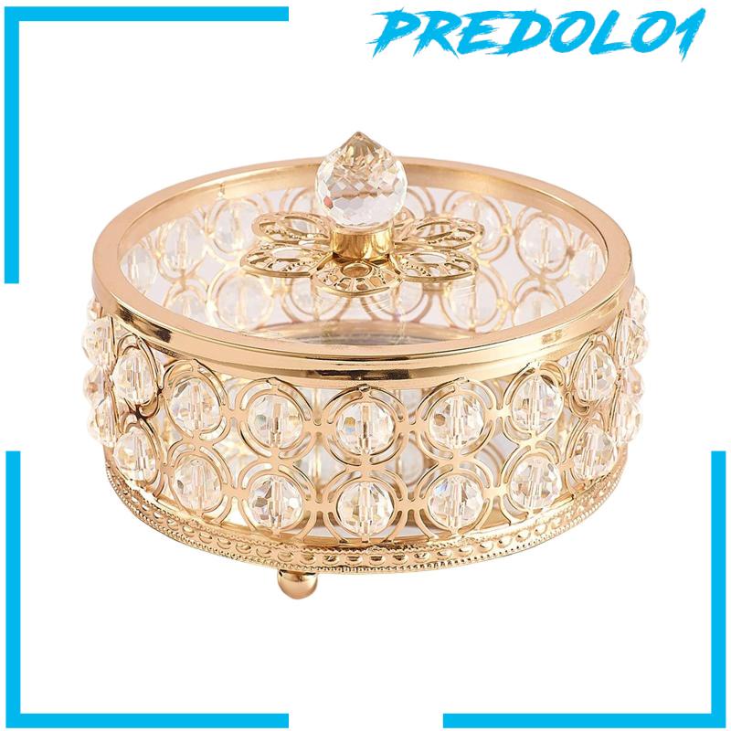 [Predolo1] Crystal Jewelry Box Organizer Trinket Box for Rings Earrings Home