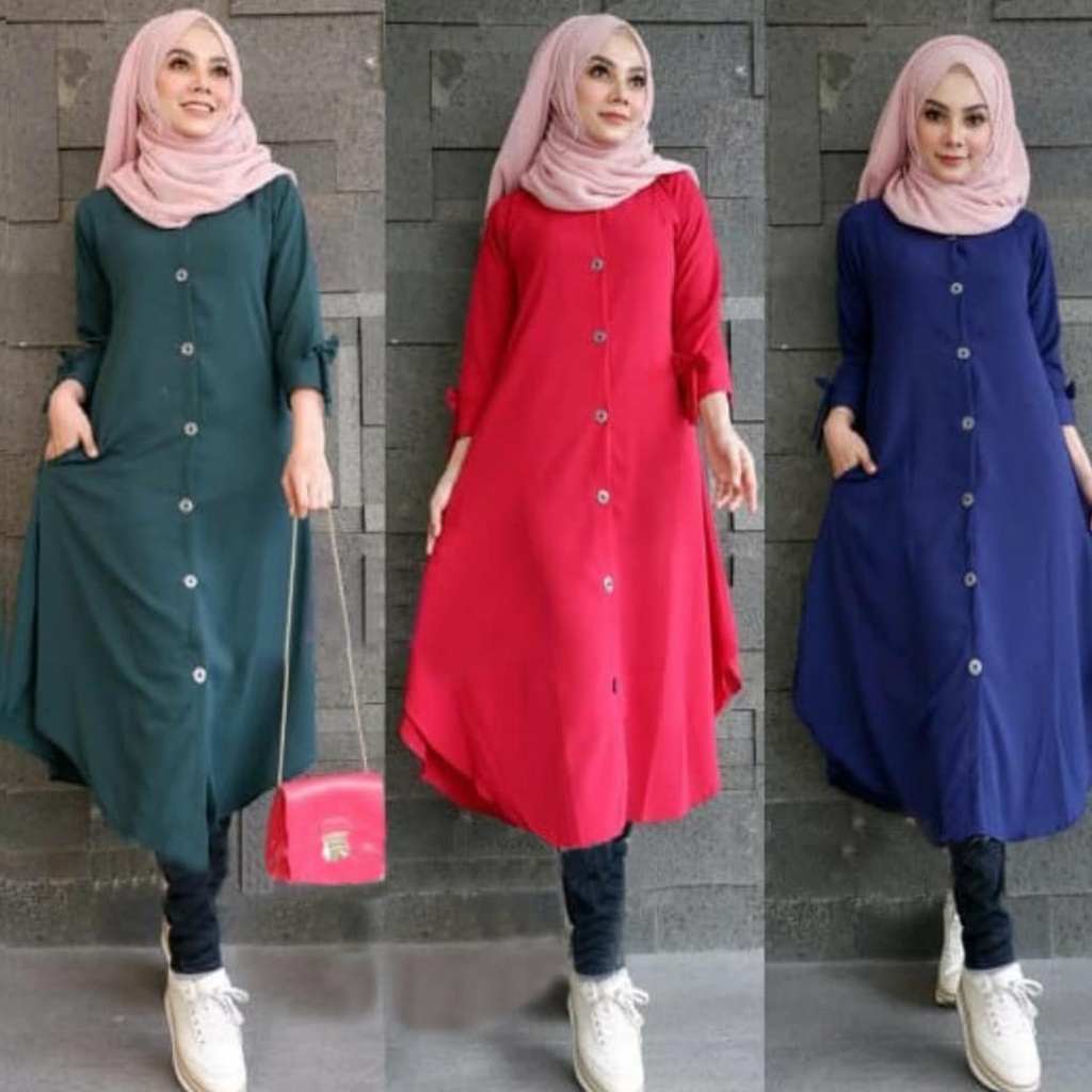 BAJU TUNIK WANITA TERBARU 2021 LEONA TUNIK  MOSSCRAPE TUNIK POLOS TUNIK MURAH
