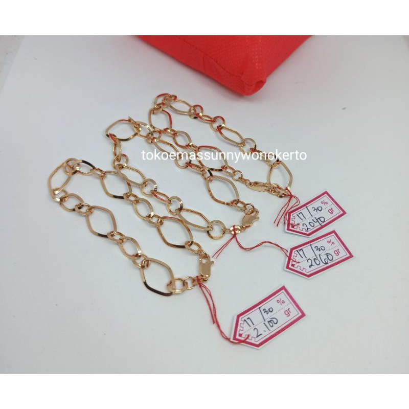 Gelang lemes oval fancy siem kadar 300% emas asli