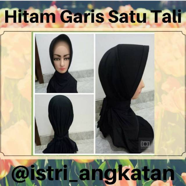 Jilbab Hitam Garis Satu Tali