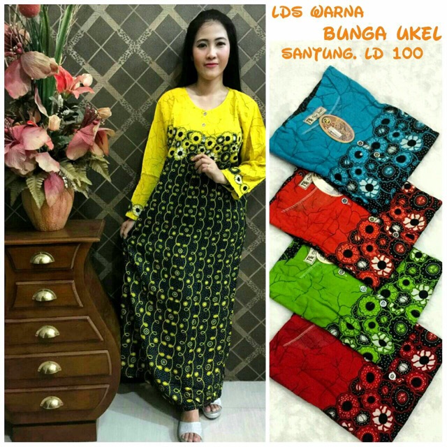 Longdress Bunga murah wanita setelan batik tanah abang dress party
