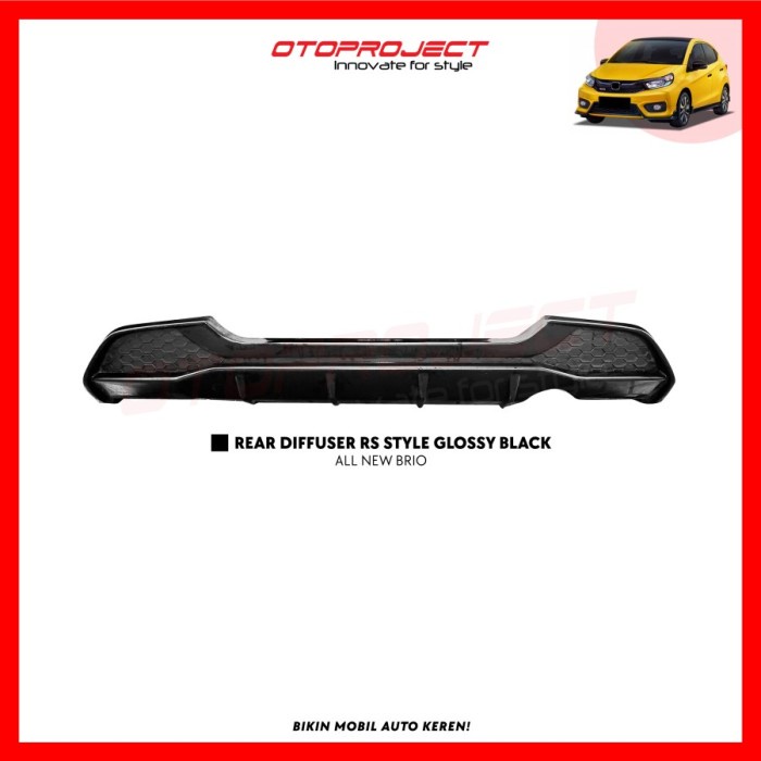 Skidplate Rear Diffuser Belakang All New Brio 2018 RS Glossy Black