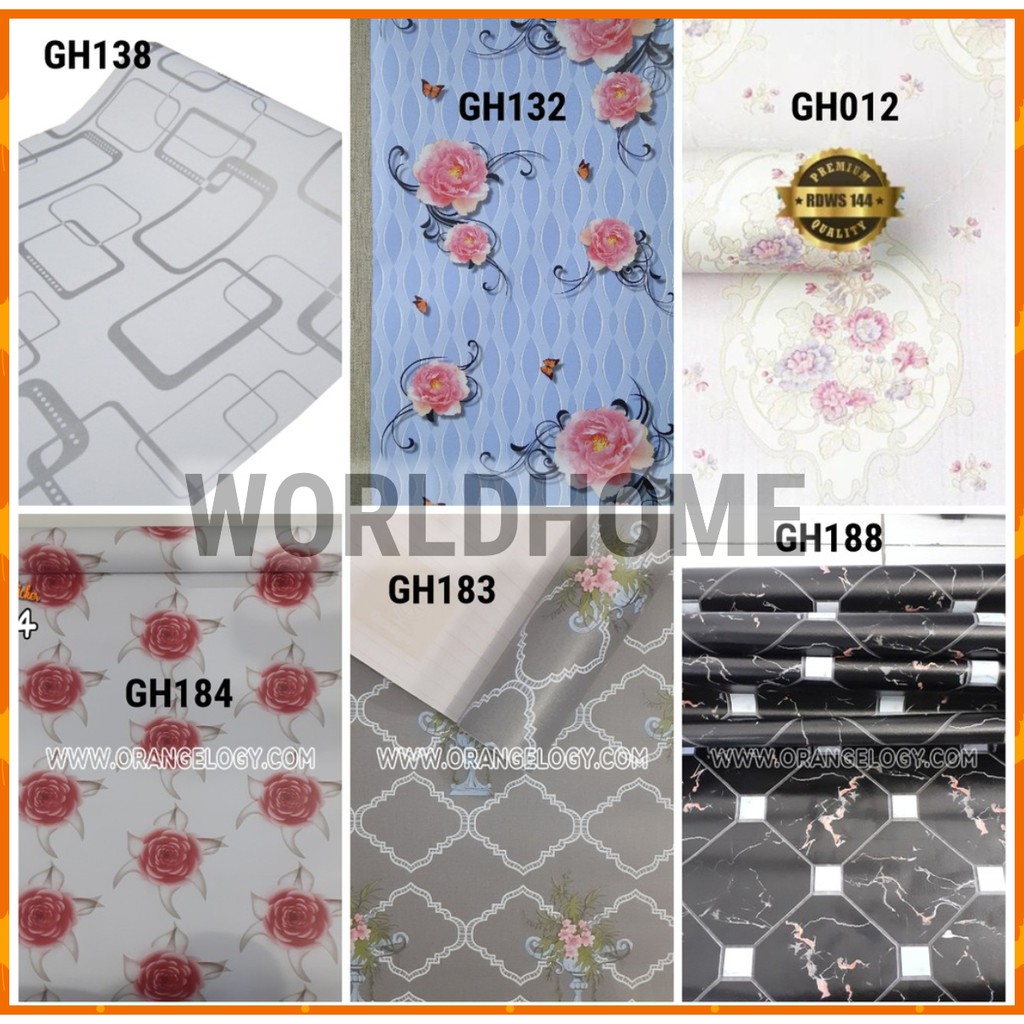 Wallpaper Dinding Sticker Wallstiker Motif Batik Bunga Garis Karakter - Worldhome