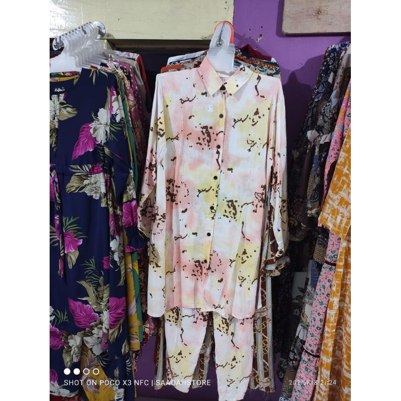 Oneset Katun Rami Premium / Setcel Tunik Terbaru Setcel Panjang Tunik Katun Premium