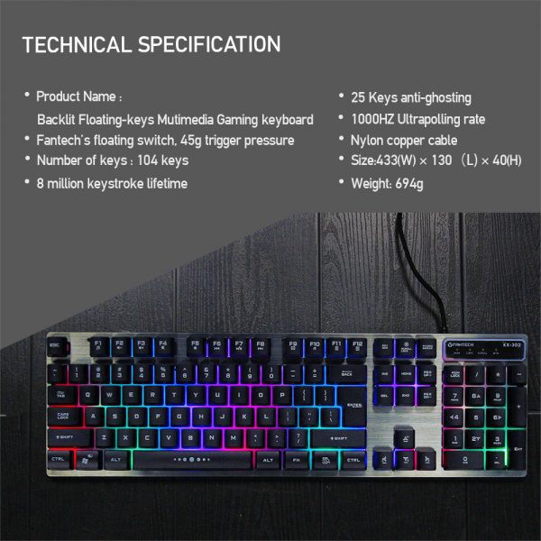 Fantech KX302S MAJOR Keyboard Mouse Gaming Combo Bundle