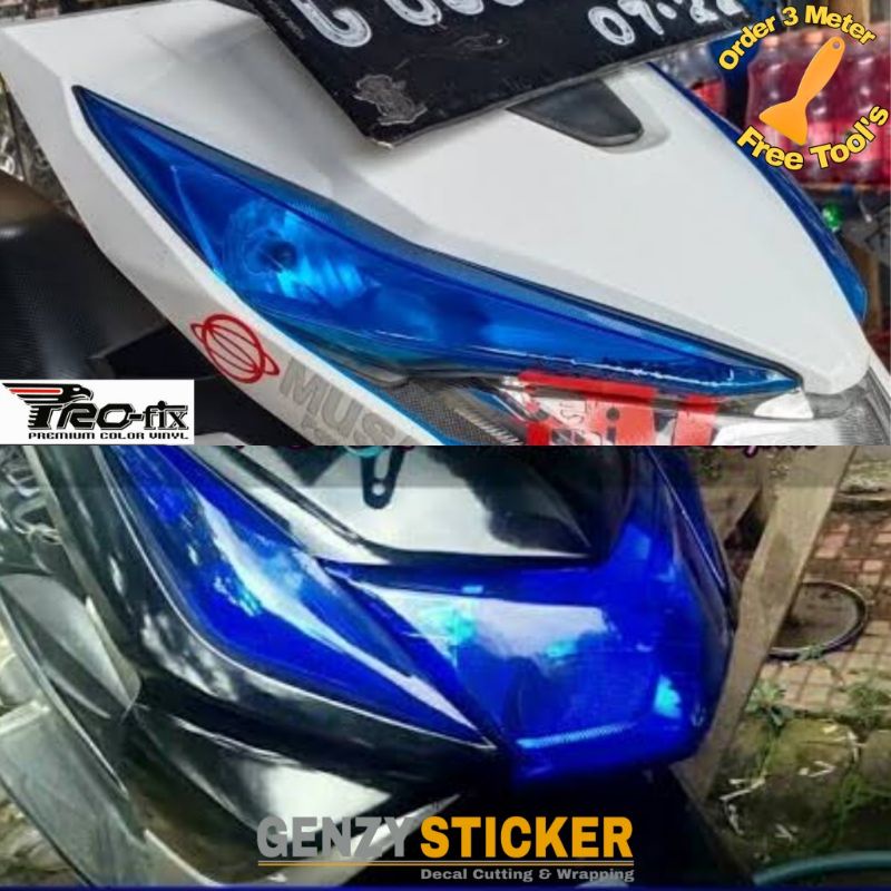 skotlet transparan biru stiker headlamp