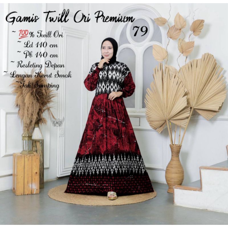 Gamis Twill Rayon ory REMPEL BAWAH/Gamis Pekalongan/Gamis cap Malaman