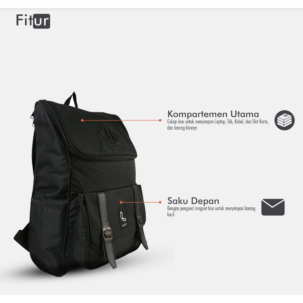 STRUGGLE BLACK |ManNeedMe x URBAN| Tas Ransel Pria Wanita Punggung Backpack ORIGNAL