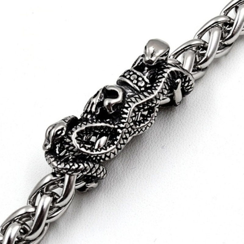 2022 Gelang Tangan Rantai Silver Pria Desain Tengkorak Mahkota Gaya Gothic Vintage Untuk Pesta Ulang Tahun