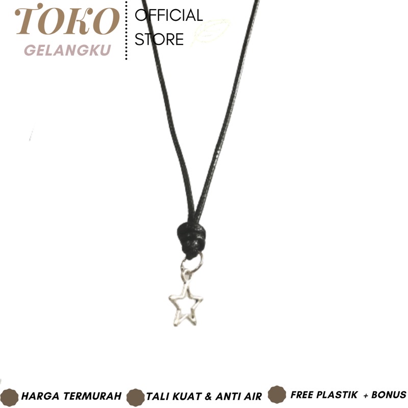 Kalung Bintang Silver / Kalung Tali Pria Wanita charm Star