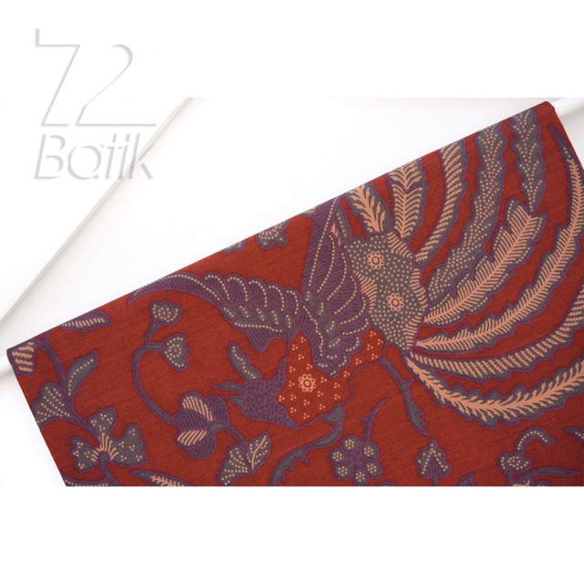 KAIN BATIK KATUN Premium Motif Phoneix Warna Merah Bata Maroon Marun Maron 723922 Cap 72 Jarik Jarit Samping Kebat Panjang Batik Katun Modern Premium Bahan Seragam Batik Pernikahan Kantor Keluarga Murah Kamen Jadi Batik Bali Lembaran