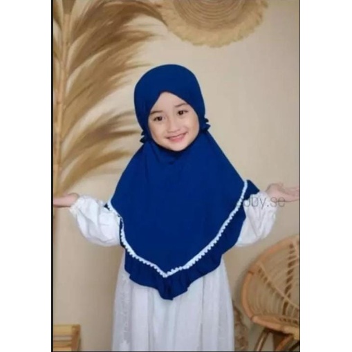 kerudung instan jersey bergo anak perempuan umur 3-8 tahun bahan jersey hyget jumbo renda rempel tali serut ped antem terbaru