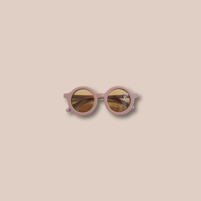 BEAR & ROUND KIDS SUNGLASSES ANTI UV 1-6 TAHUN | Kacamata Anak Perempuan Kacamata Anak Laki Laki Kacamata bulat anak Kacamata anak bear Kacamata anak retro-Round - Mauve