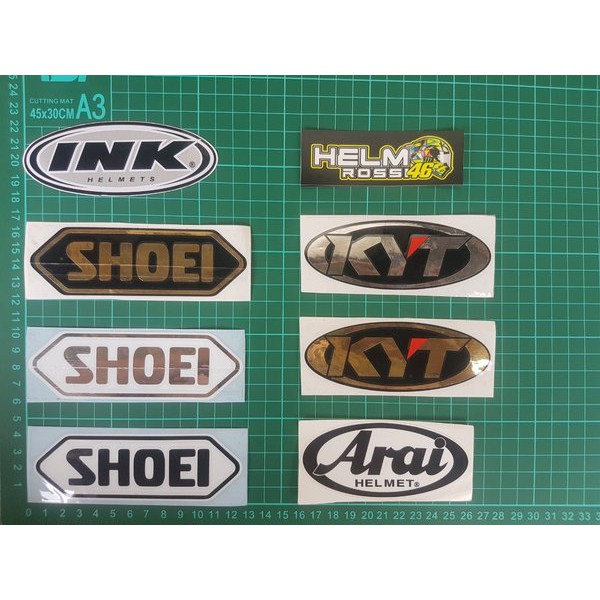 STICKER SHOEI LOGO HELM KYOTO HITAM GOLD SILVER KYT KYOTO INK DYNAMIC AGV ARAI
