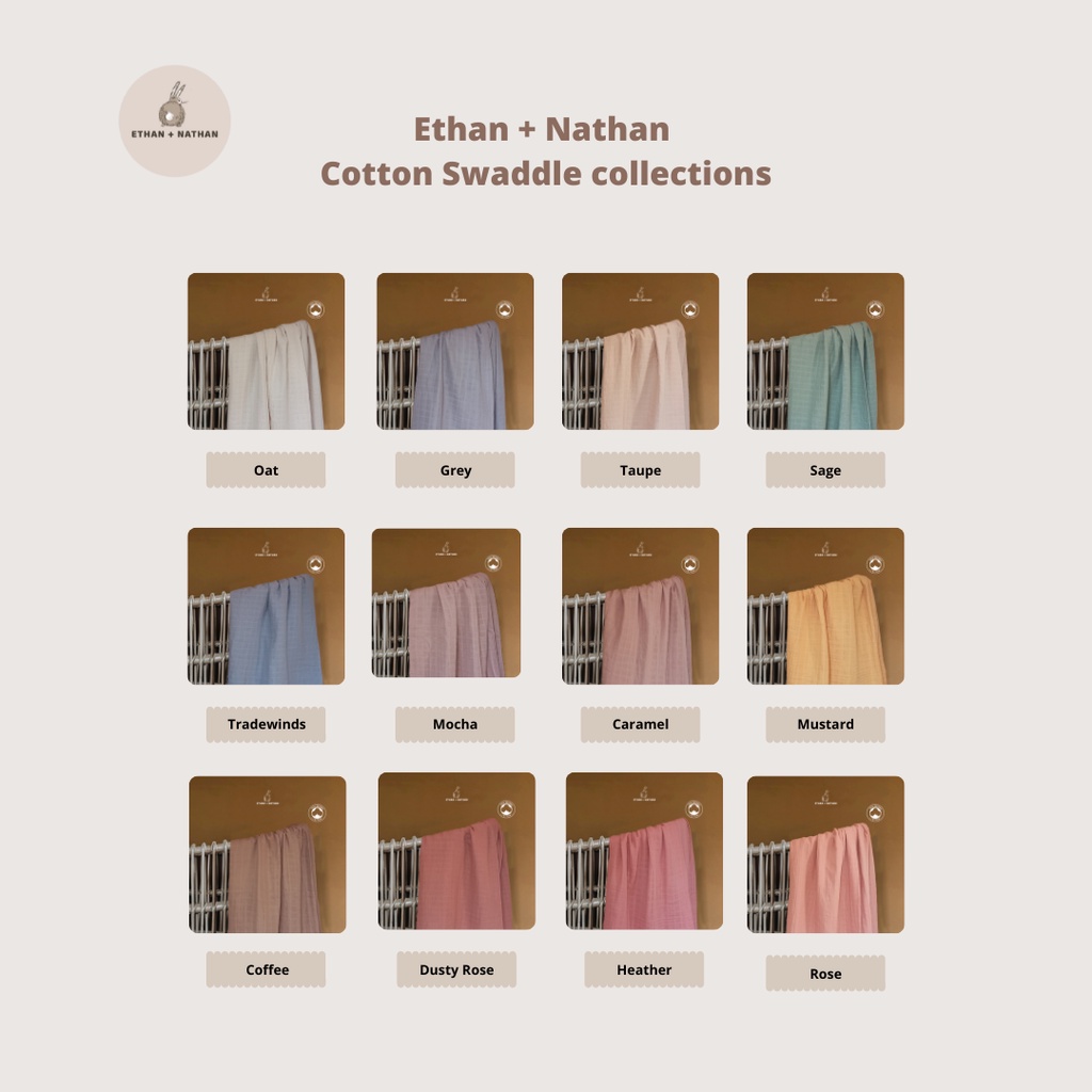 Ethan + Nathan - Plain Swaddle Organic Cotton / Bedong Bayi / Swaddle Cotton