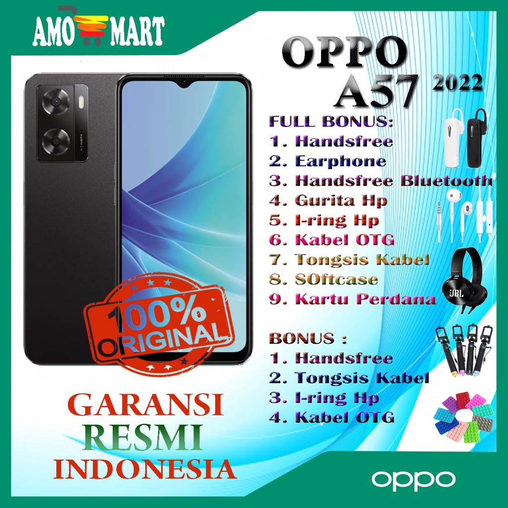 HP OPPO A57 2022 4/64GB NEW 100% ORI GARANSI RESMI OPPO INDONESIA