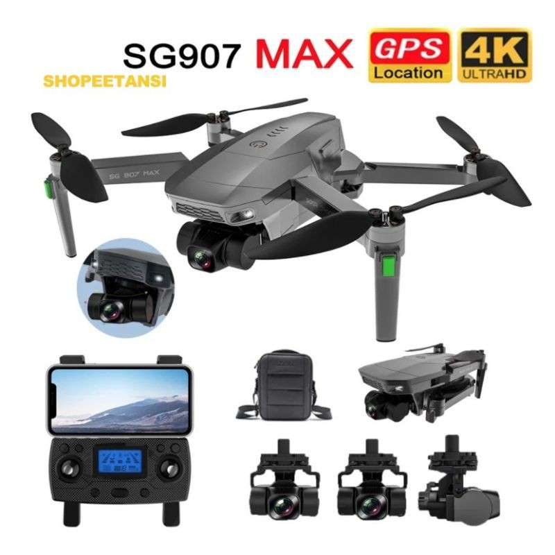 Cod drone gps murah lipat sg907 max 3axis gimbal brushless free tas