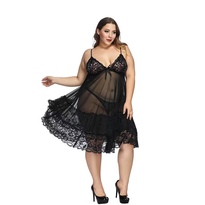 Lingerie big size jumbo sexy dress transparan baju tidur wanita dewasa