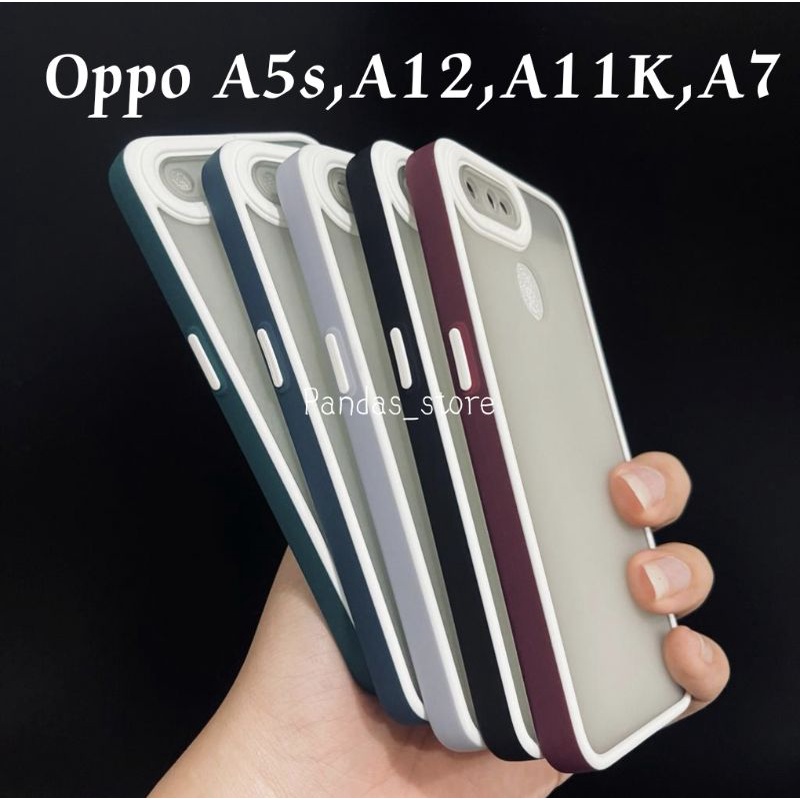 Pro Hybird Oppo A5s, A12, A11K, A7 Softcase Halus dan Elegan / Pinggiran Garis Putih Keren (Pandas)