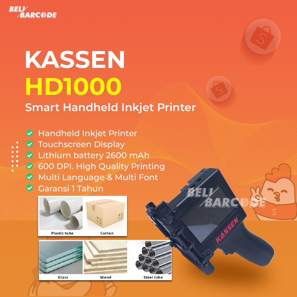 Handheld Printer Kassen HD-1000 Printer Label Portable Wireless Battery