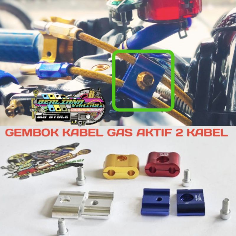 gembok kabel gas aktif 2 kabel kleman selang gardan 2 kabel