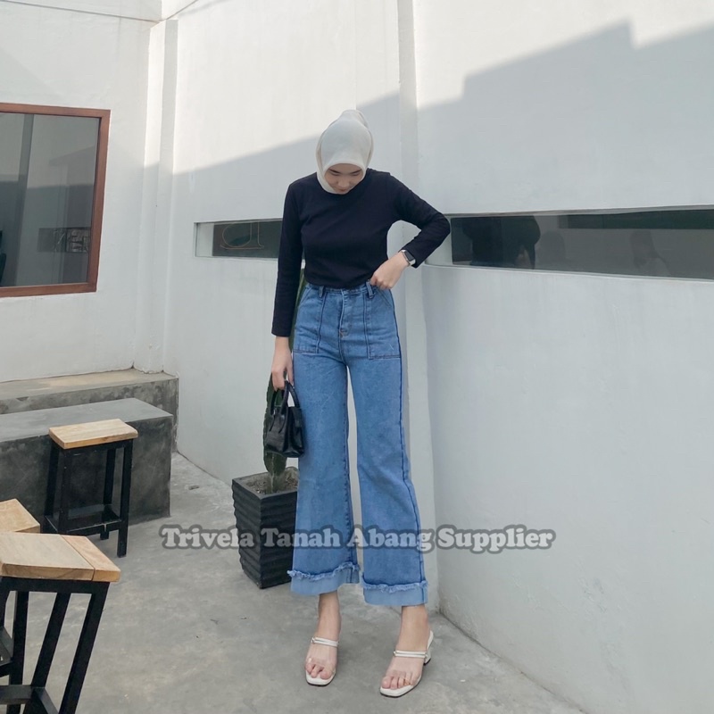 Ziiya Cullotes Jeans Wanita / Kulot Jeans Alice Roll Up / ZIYA