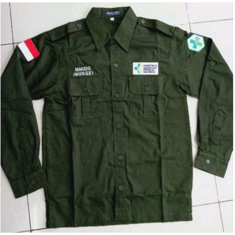 KEMEJA PUSKESMAS SERAGAM PUSKESMAS BAJU PUSKESMAS FULL BORDIR.
