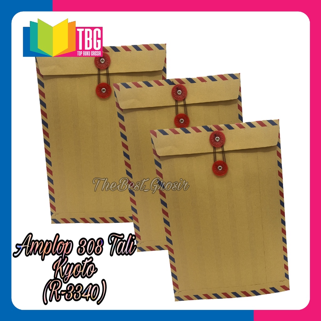 

1 PACK (10 LEMBAR) AMPLOP TALI 308 KYOTO / AMPLOP AIRMAIL TALI / AMPLOP COKLAT (R-3340)