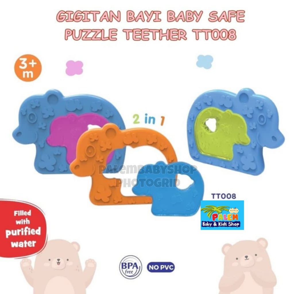 baby safe puzzle teether 2in1 filled with purified water - mainan gigitan bayi tt008