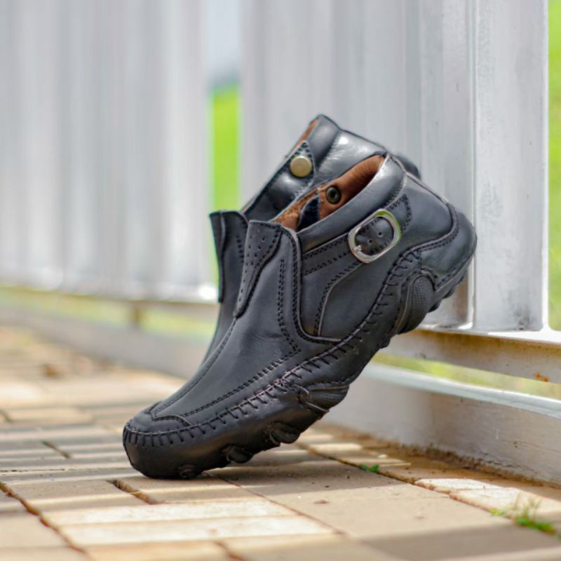 Sepatu Pria Semi Boots Zipper Kulit Alsi Original Country Boots Sepatu Kerja Kantor
