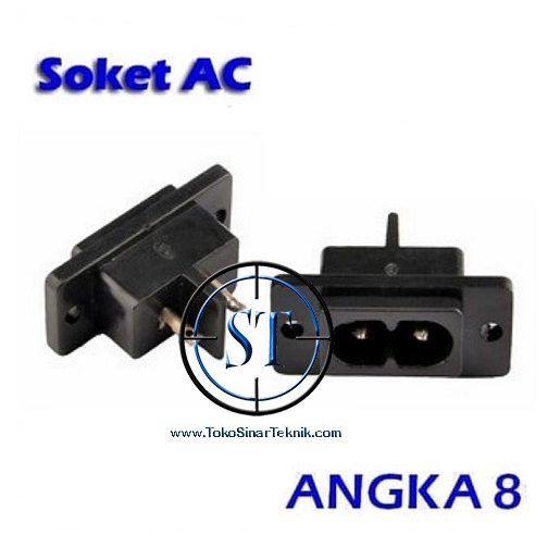 Socket AC 8 2 pin Angka 8  Female Box Power Outlet Soket Switch Konektor Connector 2 lubang  BA-86