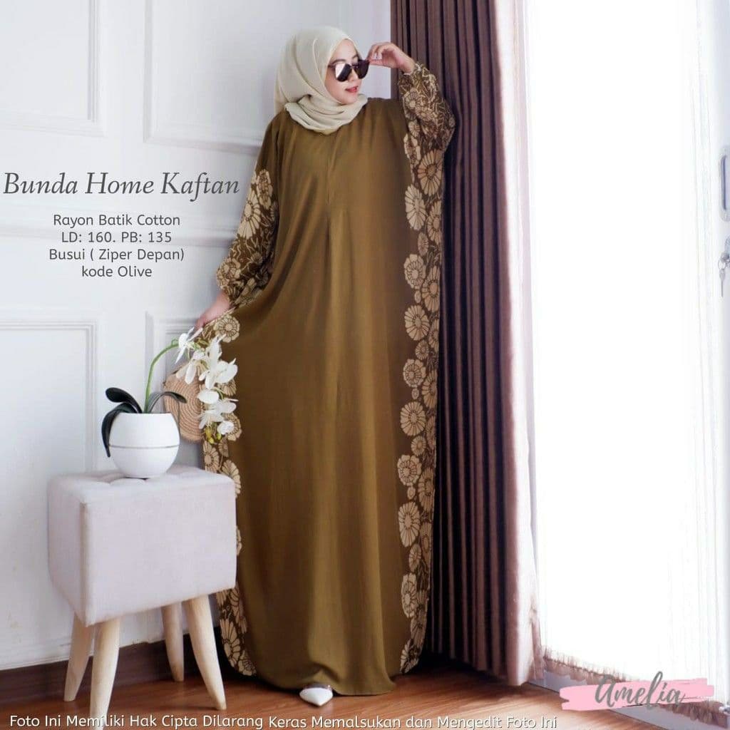 Kaftan Bunda  - Kaftan Wanita Jumbo Katun Rayon Batik Premium Busui Daster Gamis Batik Bigsize  Fashion Muslim Kekinian LD 180cm