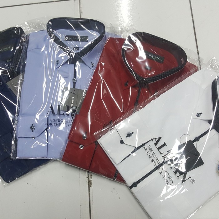 Kemeja Alisan Slimfit Kerah kombinasi Size 14-16 Lengan Panjang