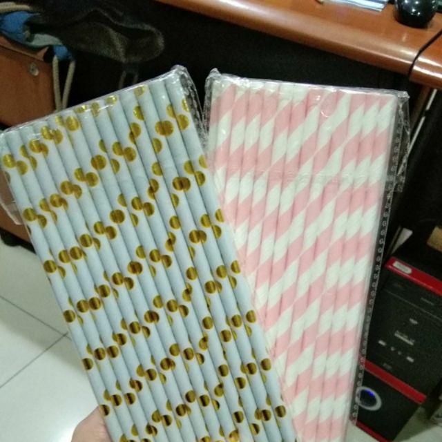 Paper Straw / Sedotan Kertas Gold Edition / Sedotan Hbd Ulang Tahun