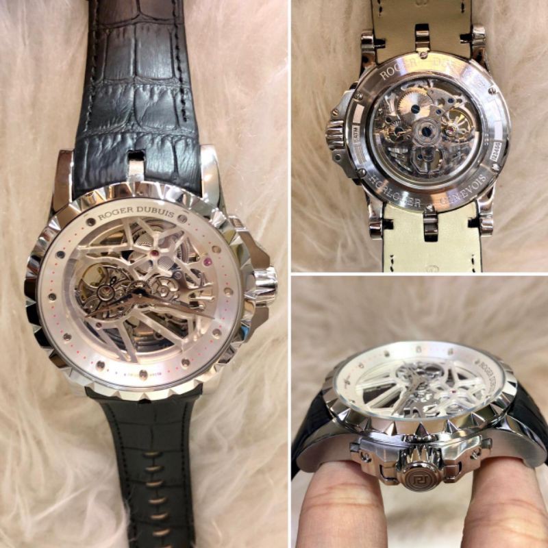 JAM TANGAN PRIA ROGER DUBUIS AUTOMATIC JAPAN LEATHER STRAP/ TALI KULIT BODY SILVER