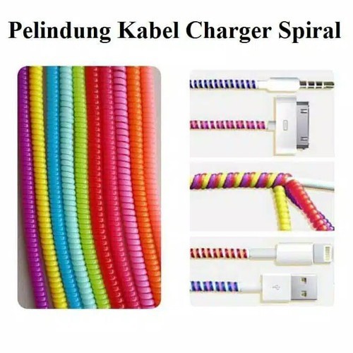 2 PCS Pelindung Lilitan Spiral protector Kabel USB Lightning iphone ipad Charger Cable