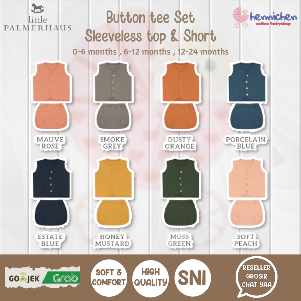 PROMO 7.7 PROMO BAJU LEBARAN Little Palmerhaus Button Tee Kutung Sleeveless Setelan Kutung Set singlet set  BAJU ANAK / BAJU BAYI