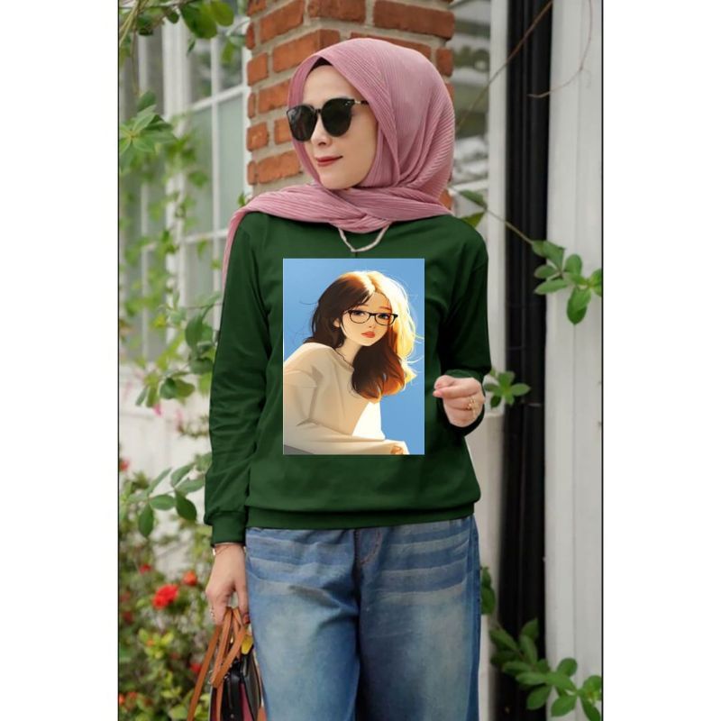 baju lengan panjang wanita unggulan CUTE GIRL kaos disteo keren