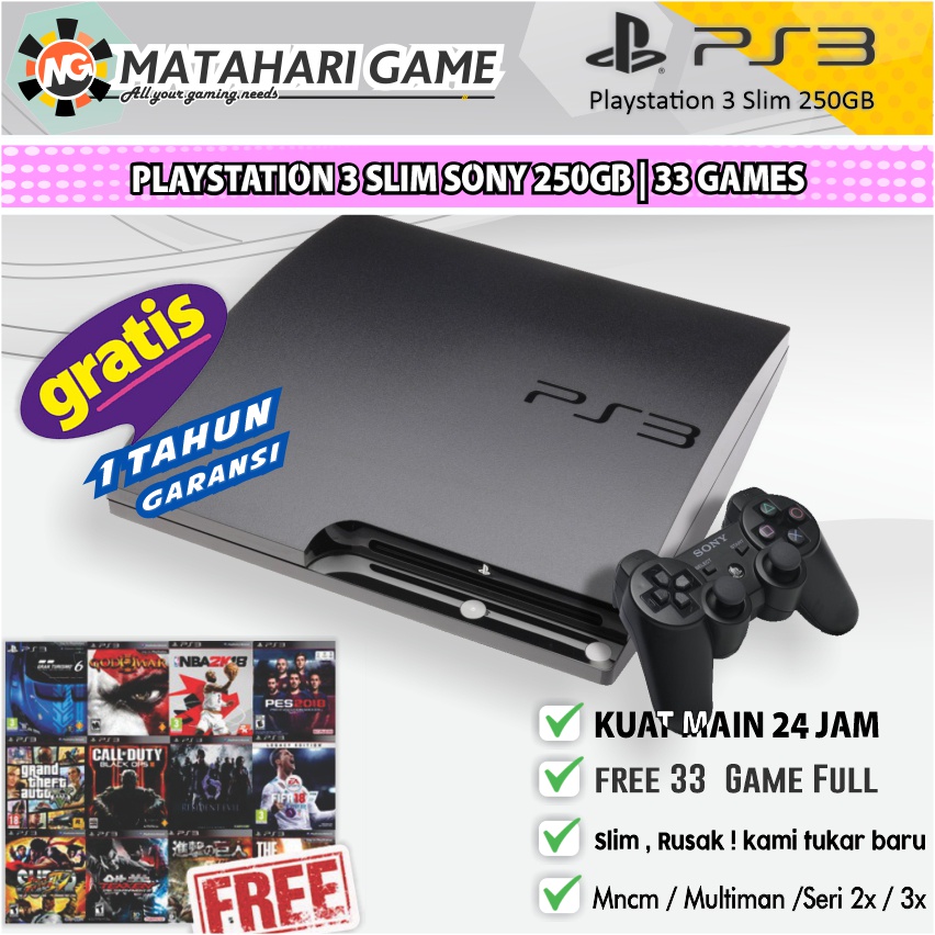 PS3 Slim Sony Void CFW 500GB | 1TB | Garansi 1 Tahun Full Game - Kualitas Grade A-PS3 250GB