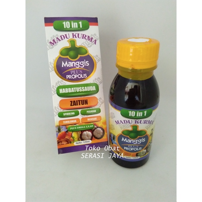 

MADU KURMA MANGGIS PLUS PROPOLIS 10 IN 1 125 ML SUPLEMEN KESEHATAN TERBAIK !!