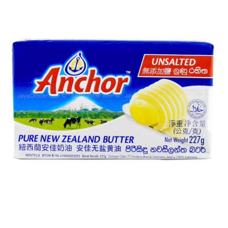 

Anchor Pure New Zealand Butter 227gr Unsalted gram / Instan Kurir Only