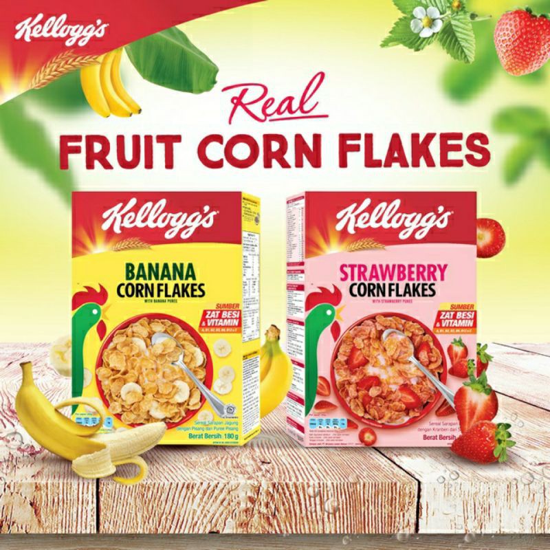 

*NS.ID*Kelloggs fruit corn flakes stroberi dan pisang 180gr