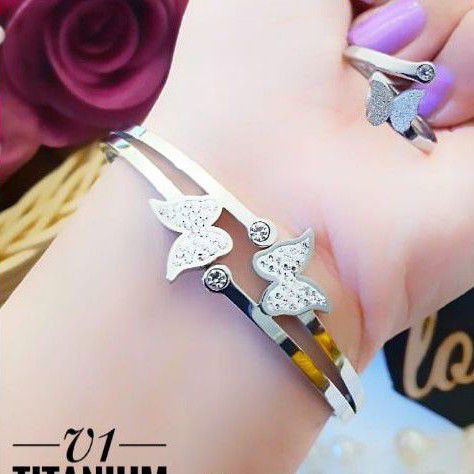 Titanium Silver Gelang Plus Cincin  777pp