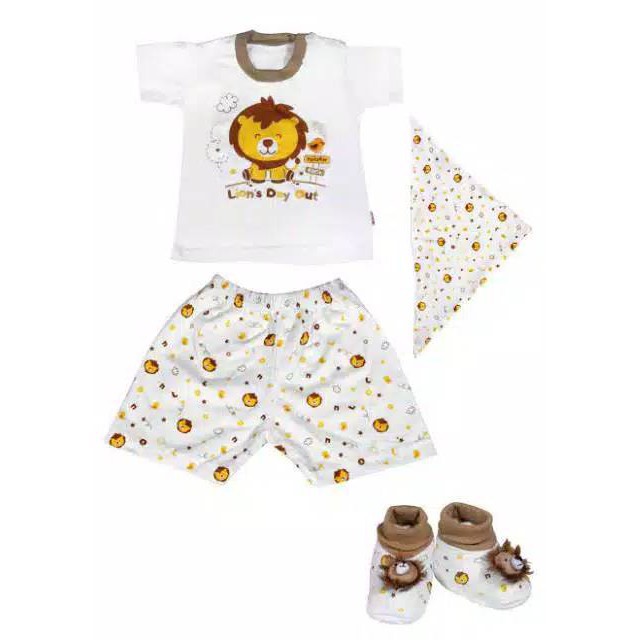 Kiddy 11167 Babyset Baju + Celana Pendek + Topi + Bib / Bandana Sepatu