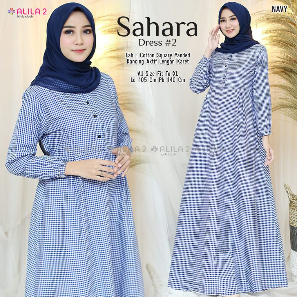 SAHARA DRESS MOTIF KOTAK ORI BY ALILA DRESS KATUN MURAH