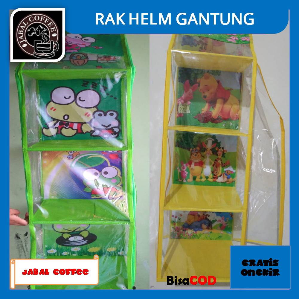 Rak Helm Gantung Zipper Resleting / Rak Helm Gantung INK Murah Motif Karakter 720 Gram / Rak Helm Gantung Motif