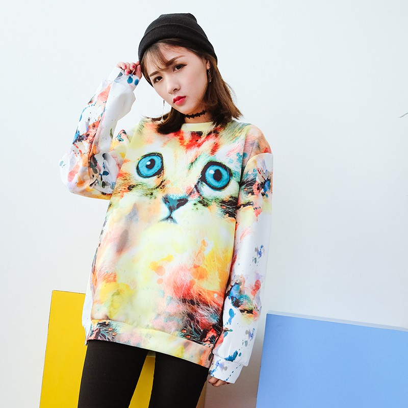 ITS-49 premium full print sweater kaos fullprint colorfull cat import