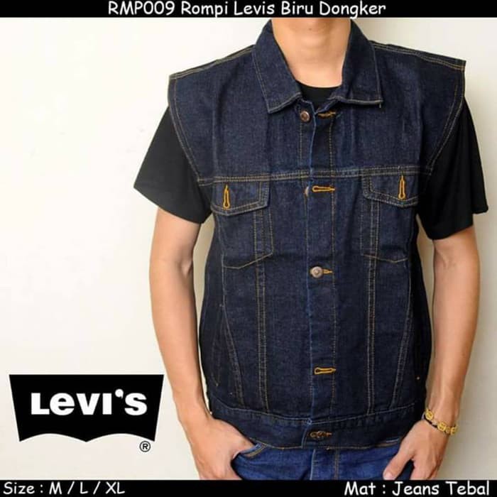 JAKET ROMPI JEANS LEVIS PRIA BIRU DONGKER KEREN ( BLUEBLACK )